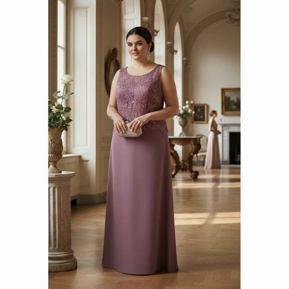 G-6 Alex Evenings Mauve Lace‑Bodice Formal Gown – Size 20W – NWT